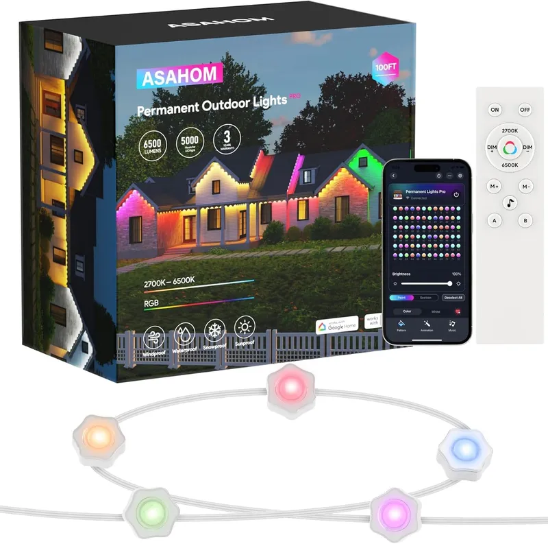 ASAHOM Permanent Outdoor Lights for House, 150ft